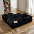 thumbnail image 5 of Toject 81" Convertible Sleeper Sofa Bed, Cloud Corduroy Floor Couch with Pillow, Comfy Foldable Couch Sofa Bed for Living Room, Bedroom, Black, 5 of 9