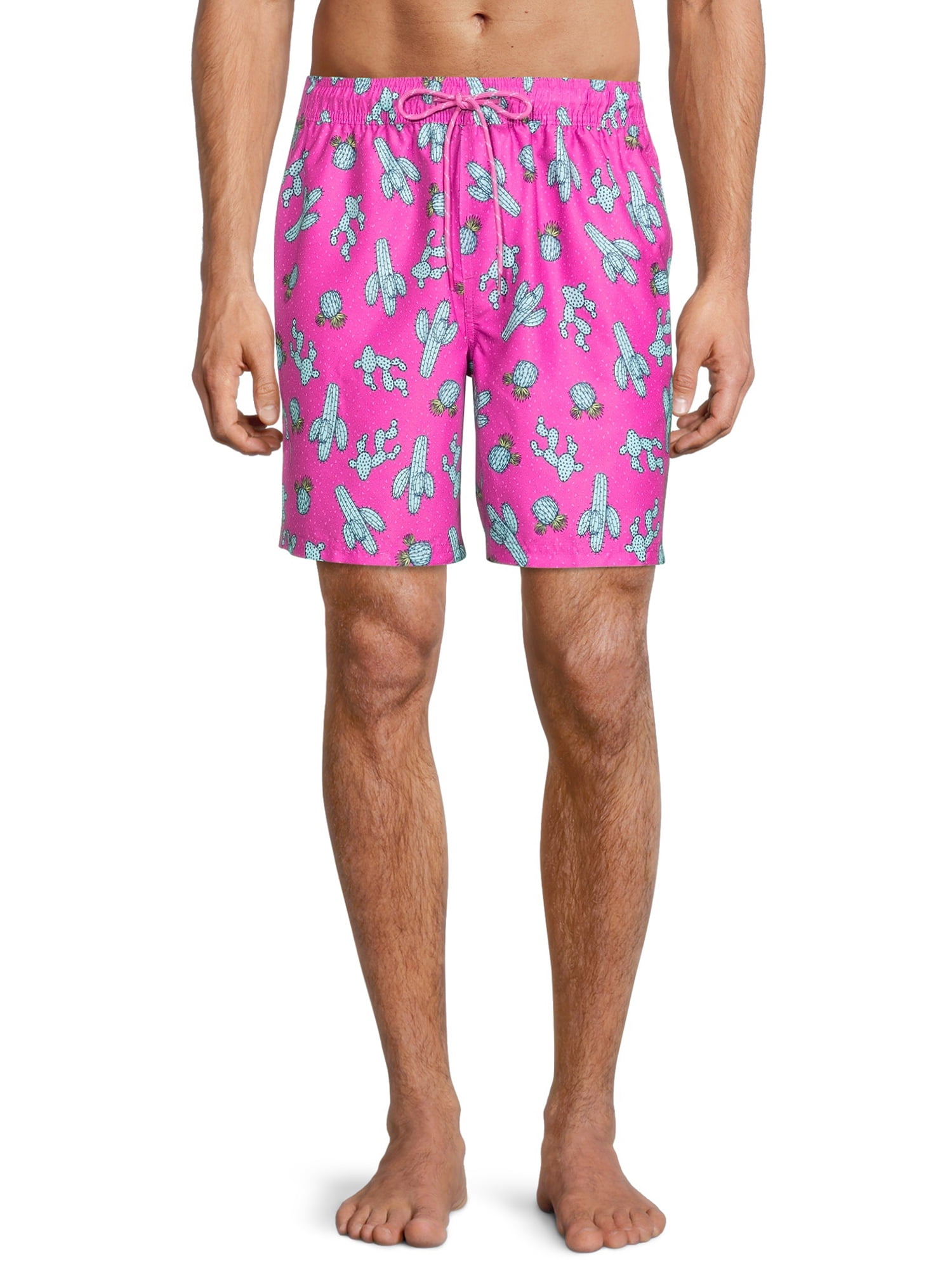 Young Men Pink Teddy Bear Birthday Adjustable Waistline Activewear Trunks Bermuda Running Trunks 
