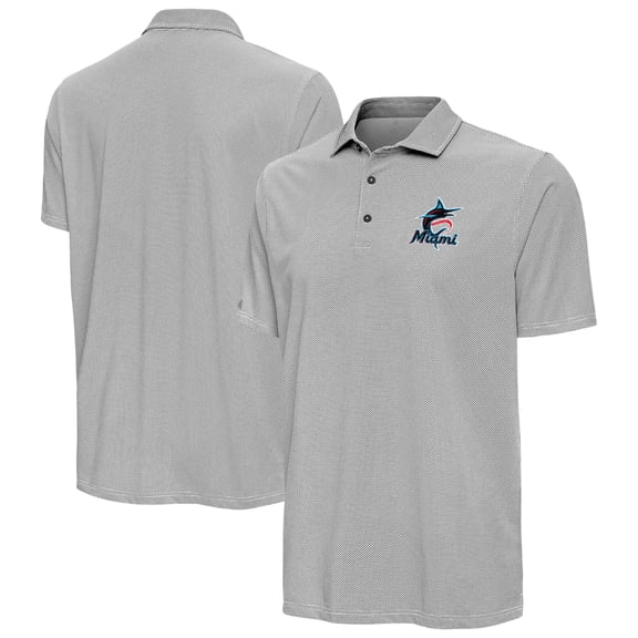 Men's Antigua Black/White Miami Marlins Pave Polo