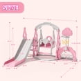 thumbnail image 2 of XJD 6-in-1 Toddler Slide and Swing Set, Kids Indoor Outdoor Playset with Basketball Hoop, Backyard Playground for Toddlers 1-3 Years Old, Pink, 2 of 11
