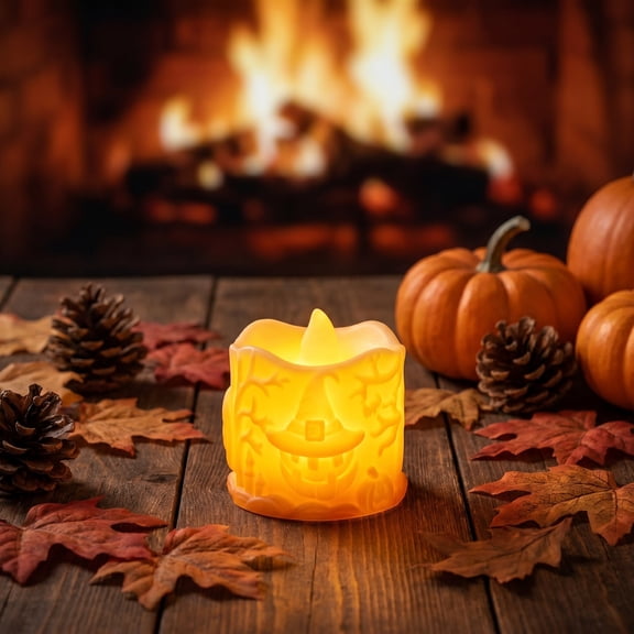 Fmbmuo Outdoor Halloween-Themed Flameless Led Candles , Thanksgiving Indoor Orange Warm Light Ornament , For Home Party Holiday Desktop Decor