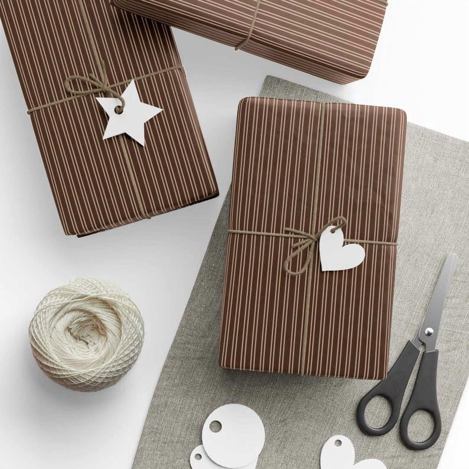 Brown Pin Stripe Wrapping Paper, Brown Gift Wrapping, Brown Wrapping Paper, Vintage Wrapping Paper, Wrapping Paper Roll, Gift Wrapping Xmas Christmas Decor for Friends Collegue 58x23in