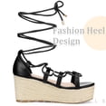 thumbnail image 4 of Unique Bargains Women's Lace Up Platform Wedge Heel Strappy Sandals, 4 of 5