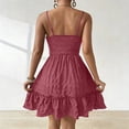 thumbnail image 6 of HBBIKVI Smocked Waist Mini Dress for Women Summer Off-Shoulder Sleeveless Fit and Flare Dress with Tiered Ruffle Hem and Front Tie Detail for Vacation Outings, 6 of 7