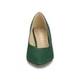 thumbnail image 6 of BLISSFUL STEP Women's Pointed Toe Low Kitten Heel Dress Pumps Dark Green (Size 8.5), 6 of 7