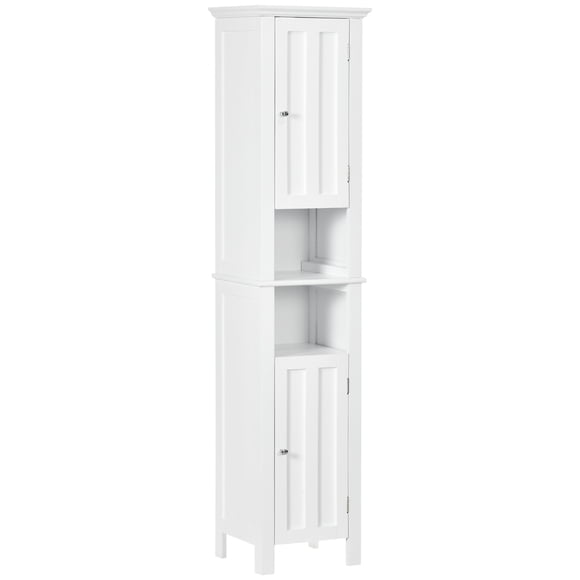 kleankin Tall Bathroom Storage Cabinet with Shelves, White