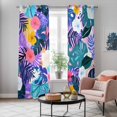 thumbnail image 6 of Kitchen Curtains 84 Inch Length 2 Panels, Tropical Leaf Grommets Window Treatment Curtain, Purple Palm Plant Summer Flower Pastoral Thermal Curtains Drapes for Living Room/Bathroom, 6 of 9