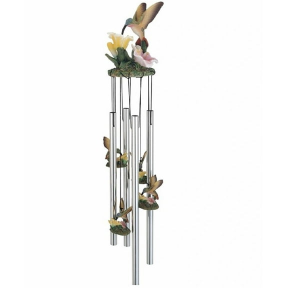 FC Design 23" Long Hummingbird with Flower Round Top Wind Chime Garden Patio Decoration