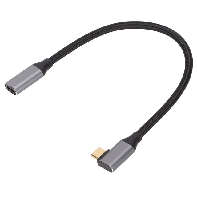 4K 100W PD 5A Right Angle Bend 90 Degree Type C Male To Female Extension Cable With Smart Chip, Durable Material, HD Screencasting, And Thickened Net Tail For Mobile Phones,