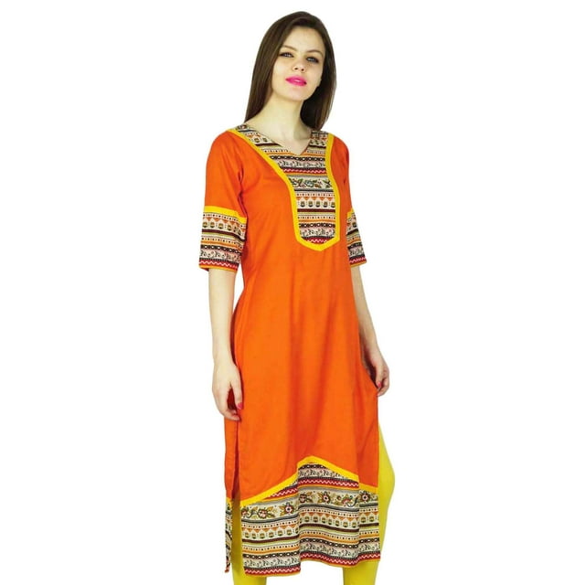 Phagun Kurta Indienne en Coton Rayonne pour Femme Kurti Haut Décontracté Tunique Robe