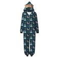 thumbnail image 5 of Odeerbi Christmas Onesie Pajamas for Family Holiday Sleep Jumpsuit Long Sleeve Family Christmas Pajamas Matching Sets Mom Fashion Lattice Print Plush Jumpsuit Sleepwear PJs Set Navy, 5 of 6