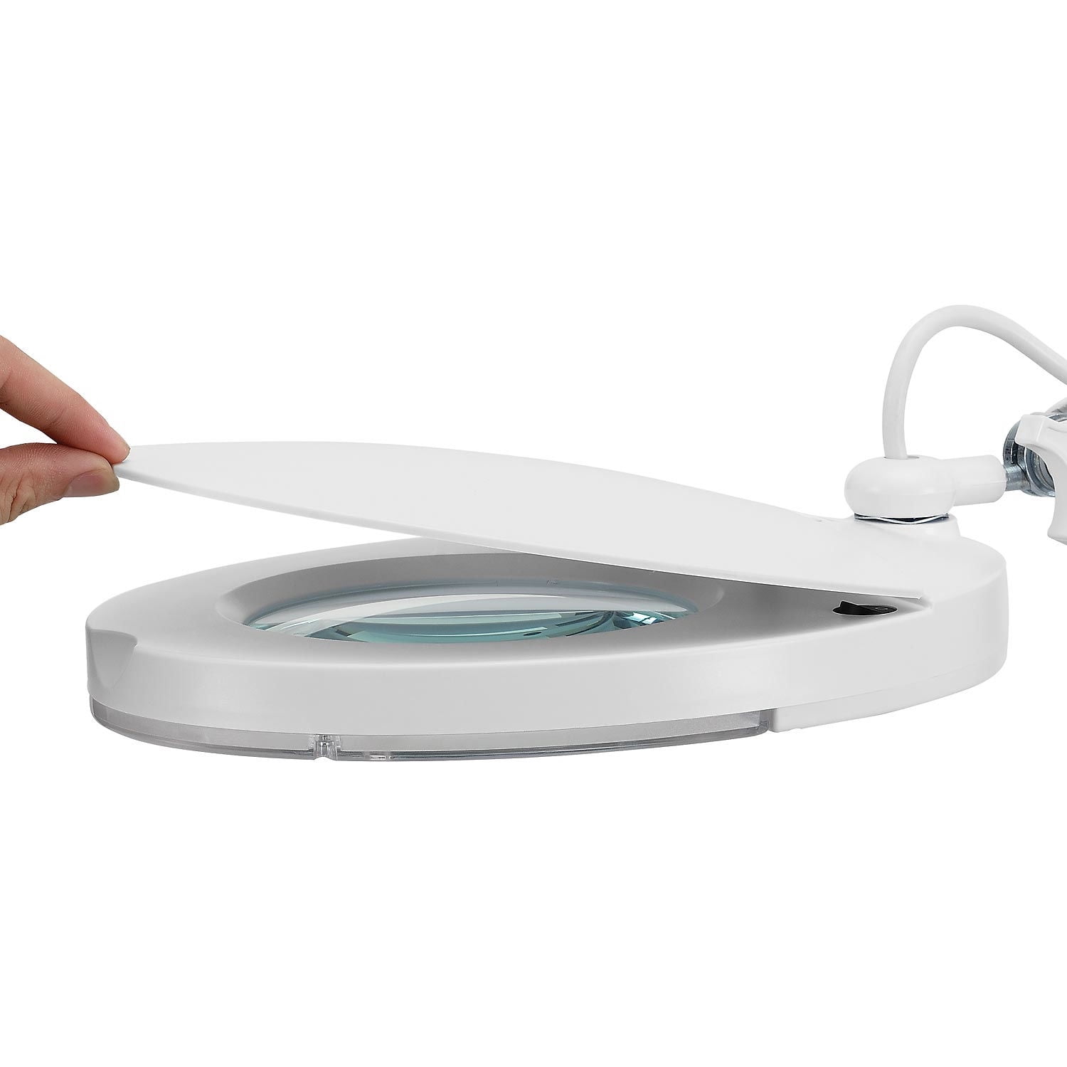 Global Industrial 8 Diopter LED Magnifying Lamp With Covered Metal Arm White