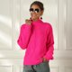 thumbnail image 1 of Suéter de punto de cable de manga larga de color fluorescente para mujer de talla grande europea y americana suéter suelto de medio cuello alto para mujer, 1 of 4