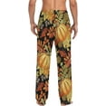 thumbnail image 7 of Men's Pajama Pants with Pockets Sleepwear Lounge Pants Stretch Casual Autumn Leaves Maple Pumpkins, 7 of 7