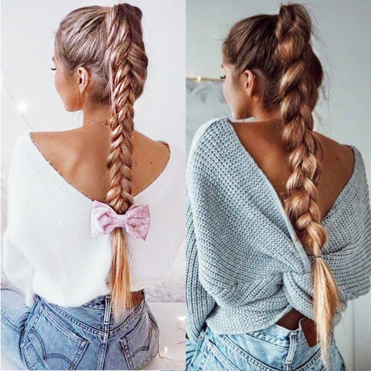 SEGO Long Fishtail Braid Ponytail Clip in Hair Extension Synthetic Claw Jaw Braiding Ponytail