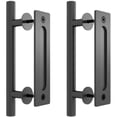 thumbnail image 1 of Kit de manija de puerta de Granero de 12 pulgadas, Material de acero sólido, para puerta/garajes/gabinete, redondo, negro mate, 2 uds., 1 of 5