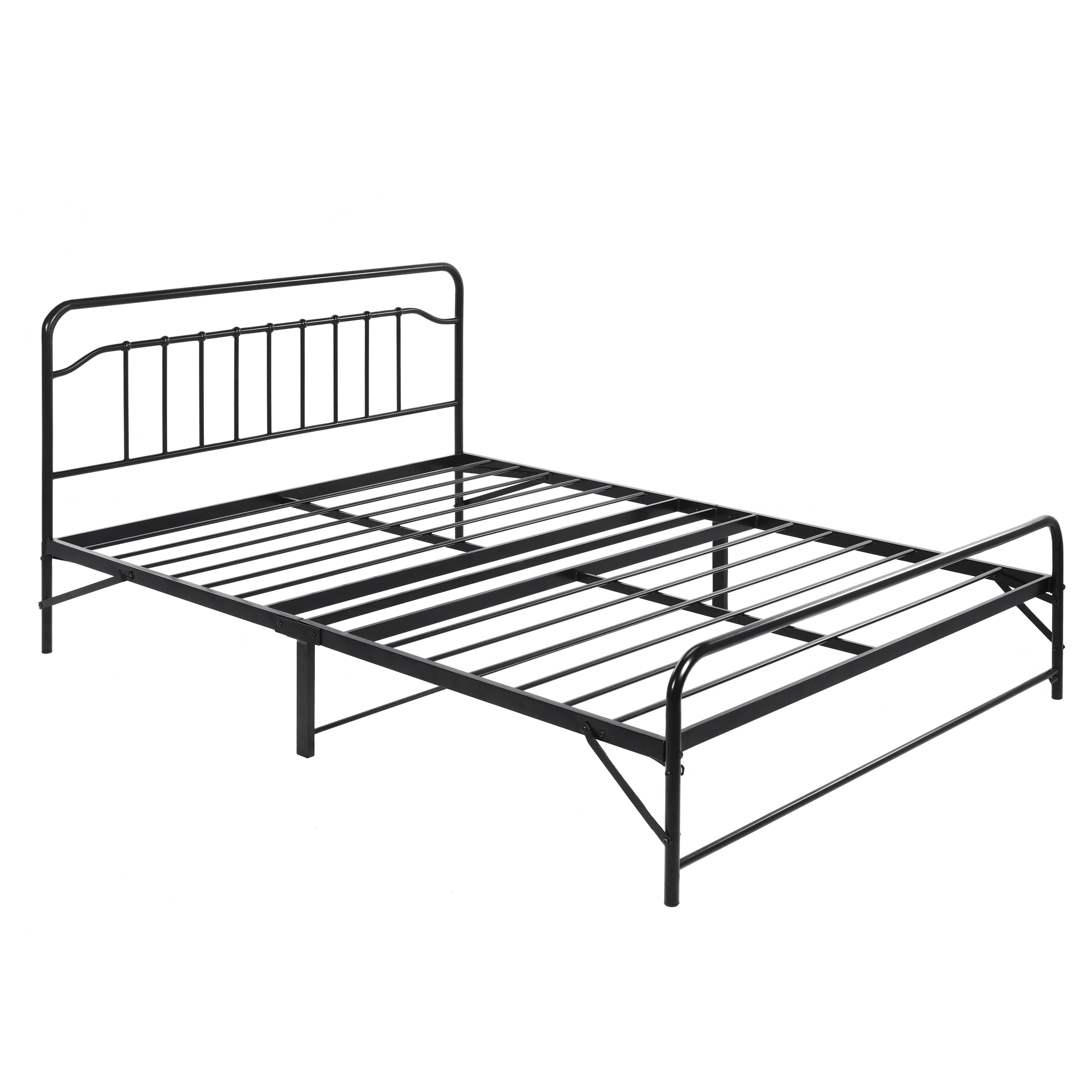 Best Price Mattress 12 Inch All-in-One Easy Setup Metal Platform Bed w/Steel slats and Headboard