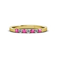 thumbnail image 3 of TriJewels 0.36 ctw Pink Sapphire and Lab Grown Diamond 7 Stone Wedding Band in 10K Yellow Gold, 3 of 7