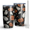 thumbnail image 2 of 20oz Tumblers Black Halloween Ghosts and Pumpkins Stainless Steel Vacuum Insulated Double Wall Travel Tumbler Cups Mug with Lid and Straw,Cleaning Brush for Cold & Hot Drinks, 2 of 7