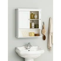 Spirich Home Bathroom Cabinet Wall Mounted with Doors, Wood Hanging Cabinet, Wall Cabinets with Doors and Shelves Over The Toilet, Bathroom Wall Cabinet White