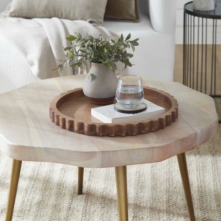 IGT WOOD TRAY Wウッドトレー W竹 CK-030 ④ My Texas House Natural Mango Wood Round Decorative Tray, 16