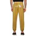 thumbnail image 3 of INSPIRE CHIC Shiny Drawstring Jogger for Men's Metallic Sweat Pants Party Sparkle Pants 30 Golden, 3 of 6