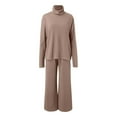 thumbnail image 5 of YUHAOTIN Female Sweatsuits for Women Jogger Set 2 Plus Size Women Fashion Solid Casual Loose Slit Top Trousers High Collar Knitted Suit 70S Outfits for Women Plus Size 80S Outfit, 5 of 5