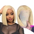 thumbnail image 1 of DOPI Hair Transparent Blonde Bob Wig Human, Wigs for Black Women Short Bob Wig Pre Plucked(14 inch), 1 of 1