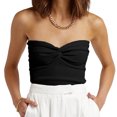 thumbnail image 3 of Blusas Y2K Top plisado Bandeau para mujer, jersey de punto sin mangas, ropa de discoteca Hotsweet de Color sólido Cgtredaw Xl Negro para Mujer, 3 of 7