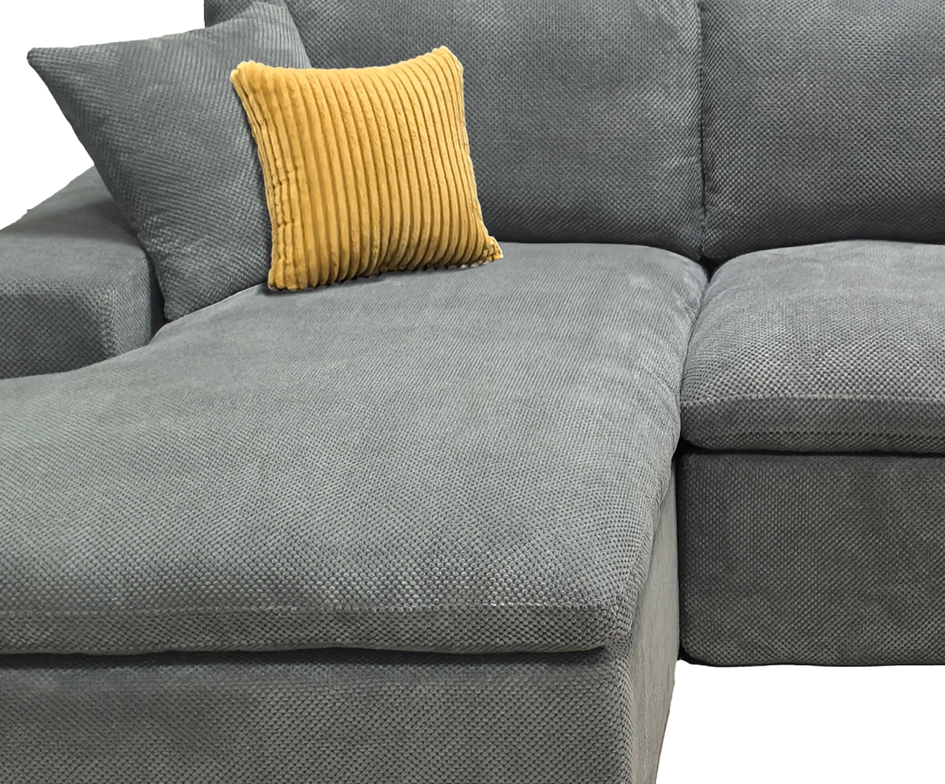 Howcool 135" Oversized Cloud Couch Modular Sectional Sofa, Deep Seat Sectional Couch with Side Pockets & Toss Pillows, 6 Seat Upholstered Sofa with Toss Pillows for Living Room,Grey