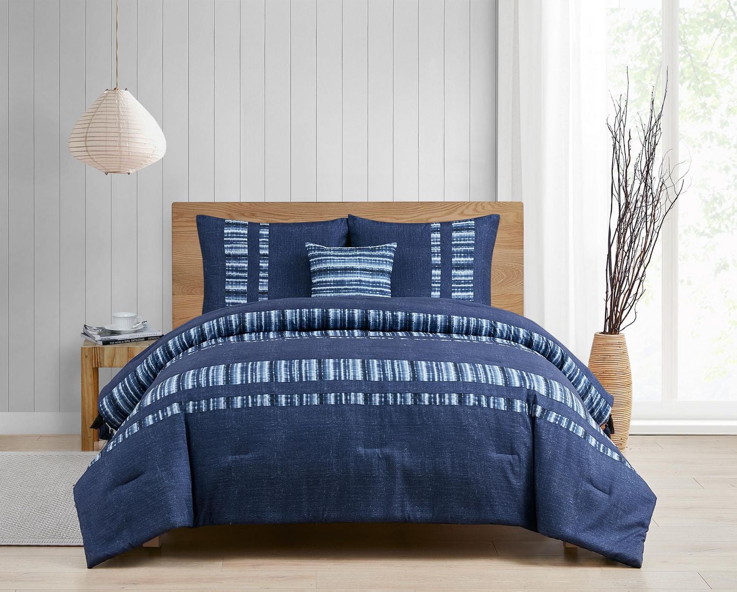 Asami Indigo 4 Piece Comforter Set Double/Queen