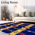 thumbnail image 2 of ODIKA 5'x7' Machine Washable Non-Slip Area Rug, Transportation Hub Motif with Vintage Railroad High Traffic Rug with Pad, Blue, 592586, 2 of 8