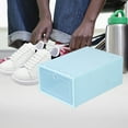 thumbnail image 2 of Qocolhg Clear Stackable Shoe Storage Box Storage Transparent Foldable Home Textile Storage Stuff Organizer, 12x8x5 inch Clamshell Storage Box, Plastic Drawer Organizer with Front Opening (Green), 2 of 6