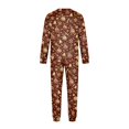 thumbnail image 6 of Wuceii Matching Family Christmas Pajamas Sets - Seasonal Brown Bells & Baubles Print Long Sleeve Tops+Pants Sleepwear, Christmas Eve Sleepover Outfits Matching Pajamas for Holiday for S Pjs, 6 of 6