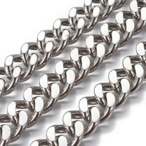 3m Tarnish Resistant 201 Stainless Steel Curb Chain Twisted link Chains Faceted Unwelded Stainless Steel Color 14x11.5~12x4.5~5mm