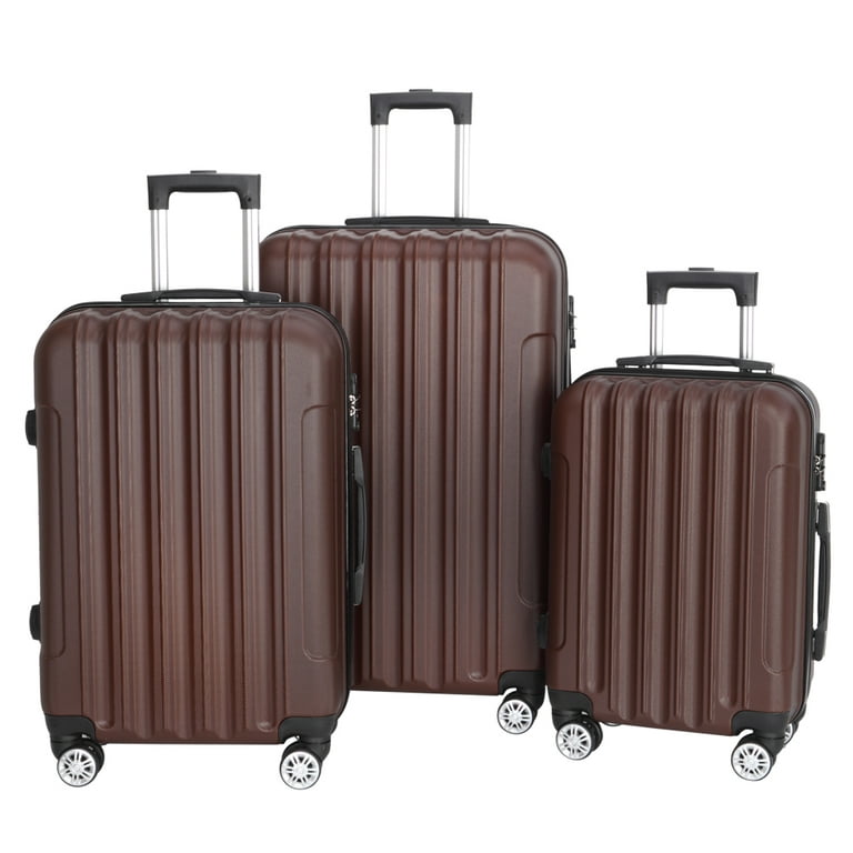 Luggage Set, Set of 3 Travel Storage Suitcase with Wheels & TSA Lock,  4-Wheel Carry on Suitcase for Adults, Brown