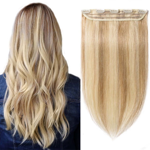 100% Human Hair Clip In Hair Extensions 15 Colors Can Curly Dyed Washed 1 Piece/5 Clips Light Brown 18”-50g