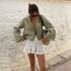 thumbnail image 1 of Camisa blanca con cordones para mujer, blusa holgada de manga larga con cuello en V, color liso, informal, para verano, 2024, 1 of 5