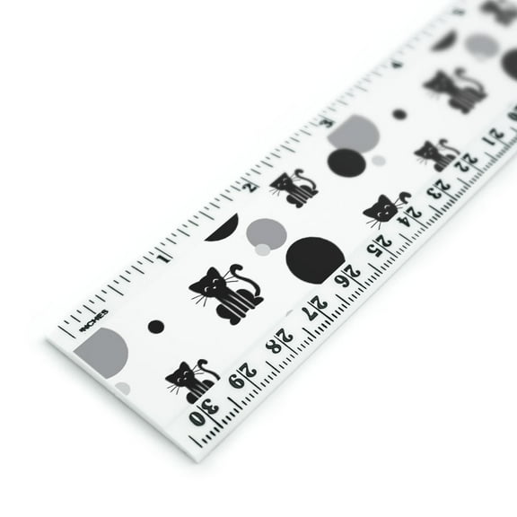 Cat Stick Figure Family Pet 12 Inch Standard and Metric Plastic Ruler