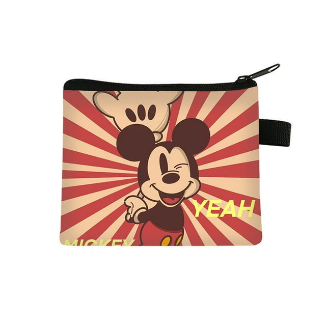 Disney Anime Mickey Mouse Wallet Kawaii Minnie Coin Purse Cartoon Children Portable ID Card Holders Polyester Key Storage Bag