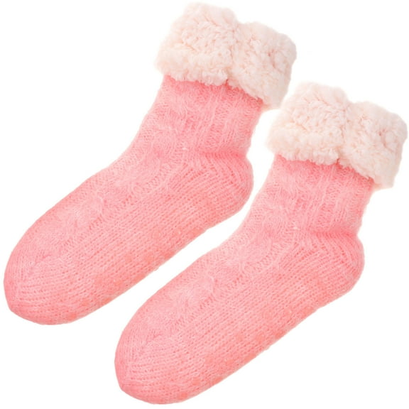 LOLIPPYY Women Winter Socks Pink Polyester 1 Pair Bed Socks