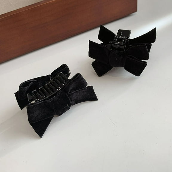 ROSENICE 2Pcs Black Velvet Hair Bows for Women and Girls Non Slip Grip for Party and Daily Wear