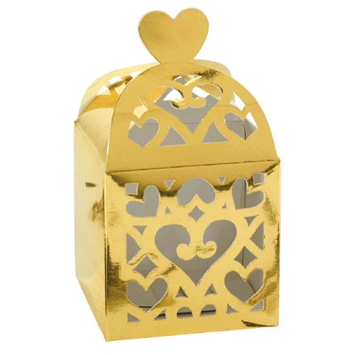 Lantern Wedding Favour Gift Box Transparent Clear PVC Silver/Gold Trim 