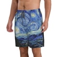 thumbnail image 2 of Bixox Men's The Starry Night printing Casual Classic Fit Short Summer Beach Shorts, 2 of 6