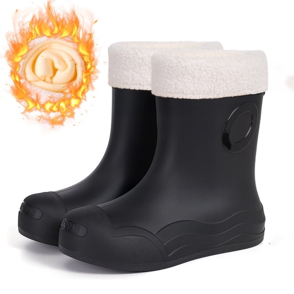 Rain Boots Women,Rain Boots Outdoor Casual Short Ankle Rubber Shoes Hiking Camping Daily Use,Womens Rain Boots,Black,6