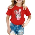 thumbnail image 3 of Gzbliryd Bunny Rabbit Egg Easter T-Shirt Funny Bunny Graphic Tee Short Sleeve Cute Cartoon Graphic Tees for Girl Eggs Outfit Easter Top (Red,10-11 Years), 3 of 3