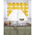 thumbnail image 2 of Yellow Plaid Swag Valances for Windows, Watercolor Grid Checker Gingham Farmhouse Swag Curtains for Kitchen, Living Room, Small Window Treatments Drapes Curtains for Cafe, Bathroom, Bedroom, 56"x36", 2 of 6