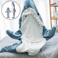 thumbnail image 2 of Cartoon Shark Sleeping Bag Pajamas Office Nap Shark Blanket Karakal High Quality Fabric Mermaid Shawl Blanket For Children, 2 of 11