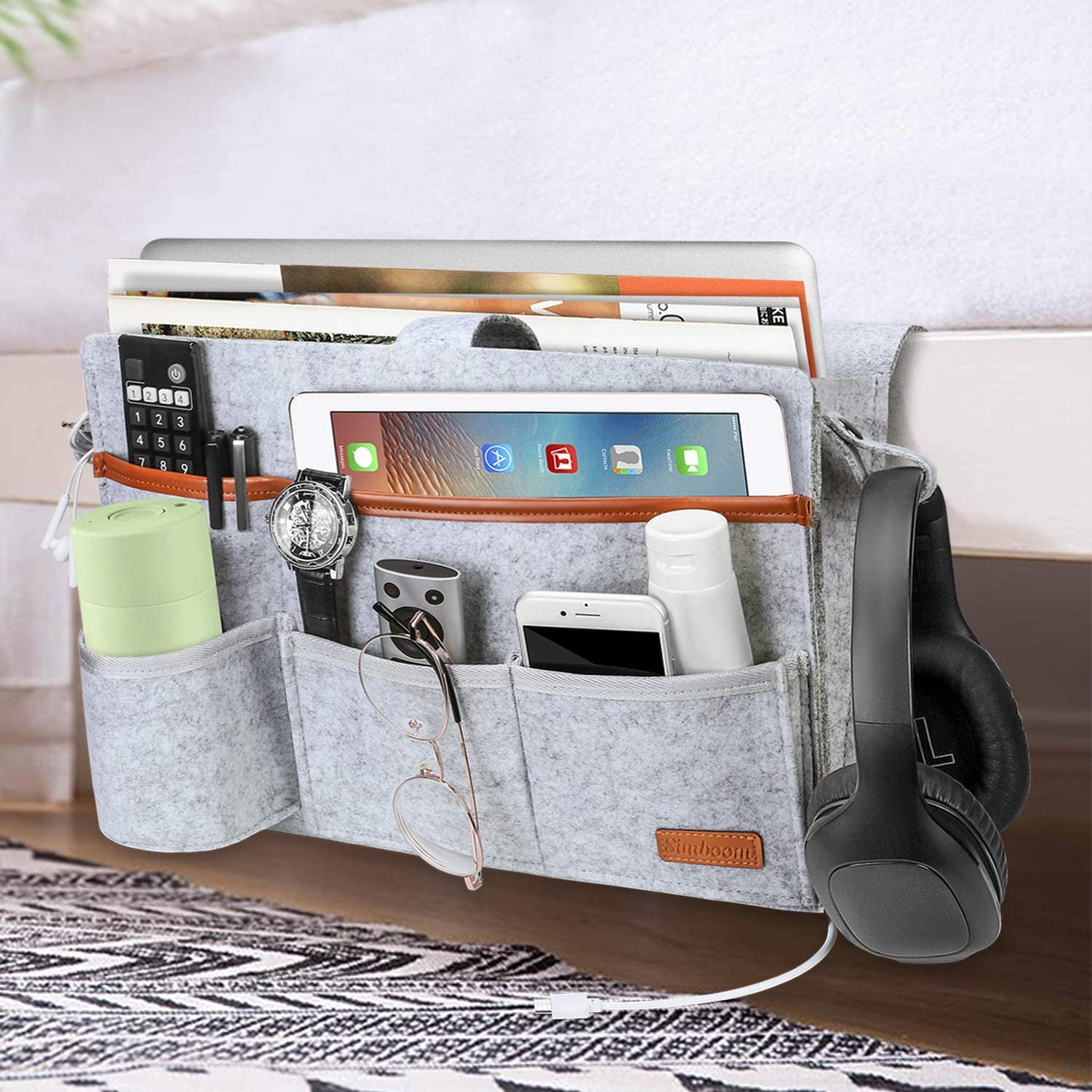 Bedside Caddy Bag, Felt Bed Sofa Magazines Books Organizer Hanging