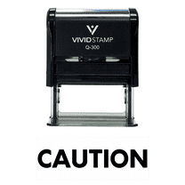 Vivid Stamp Caution Self Inking Rubber Stamp (Black Ink) - Large